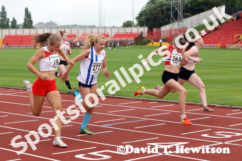 Girls under-15s 100 metres at the Gateshead Tartan Games Open.